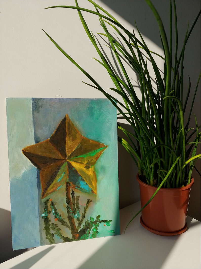 Original oil painting Christmas star 30*40cm