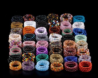 Natural Gemstone Beads Bracelet,Handmade Men Women Stretchy Bracelet,Healing Crystal Bracelet,6mm/8mm/10mm Round Gemstone Bracelet,For Gift