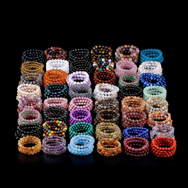 Natural Gemstone Beads Bracelet,Handmade Men Women Stretchy Bracelet,Healing Crystal Bracelet,6mm/8mm/10mm Round Gemstone Bracelet,For Gift