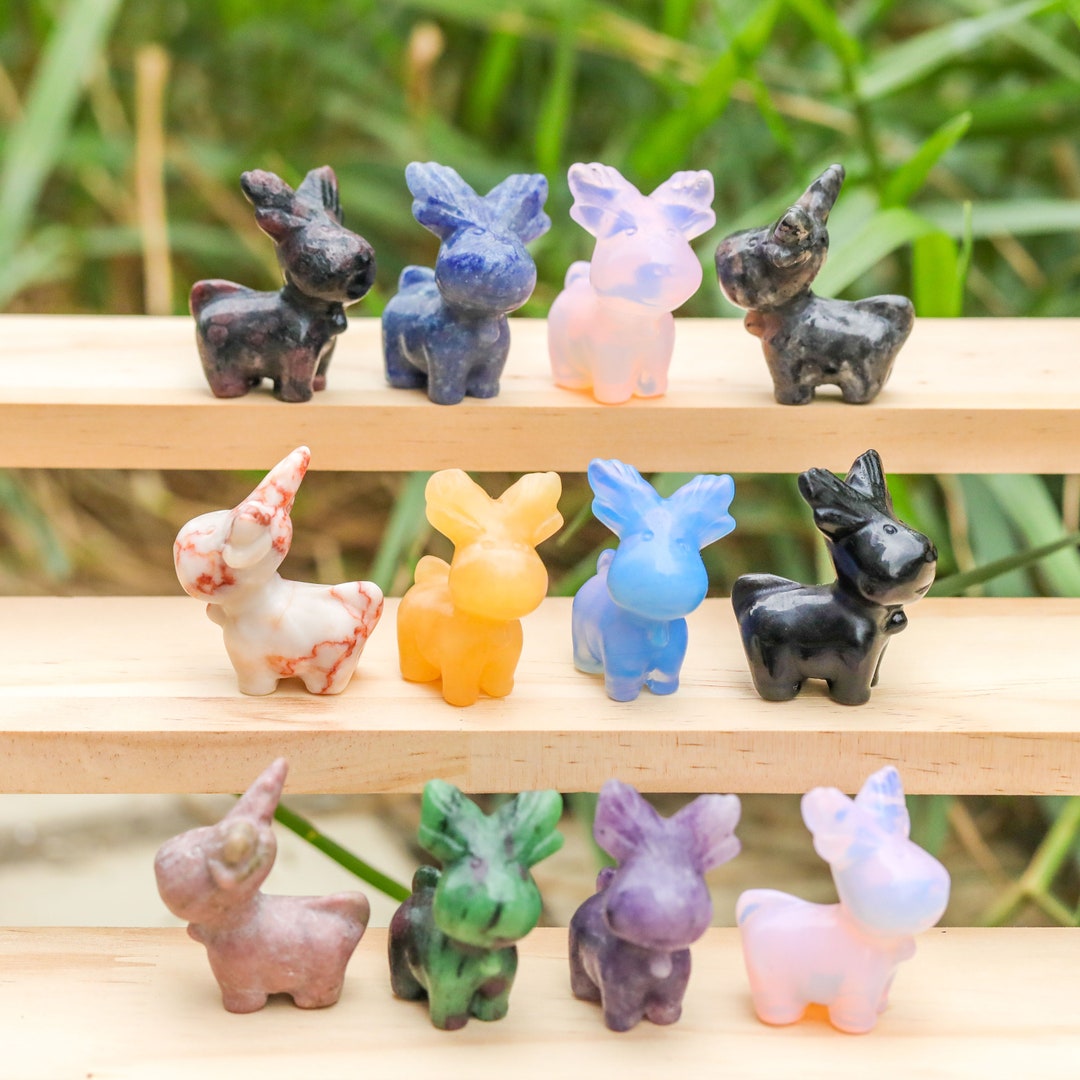 Mini Crystal Deer,gemstone Christmas Elk,crystal Animal Figurine,stone