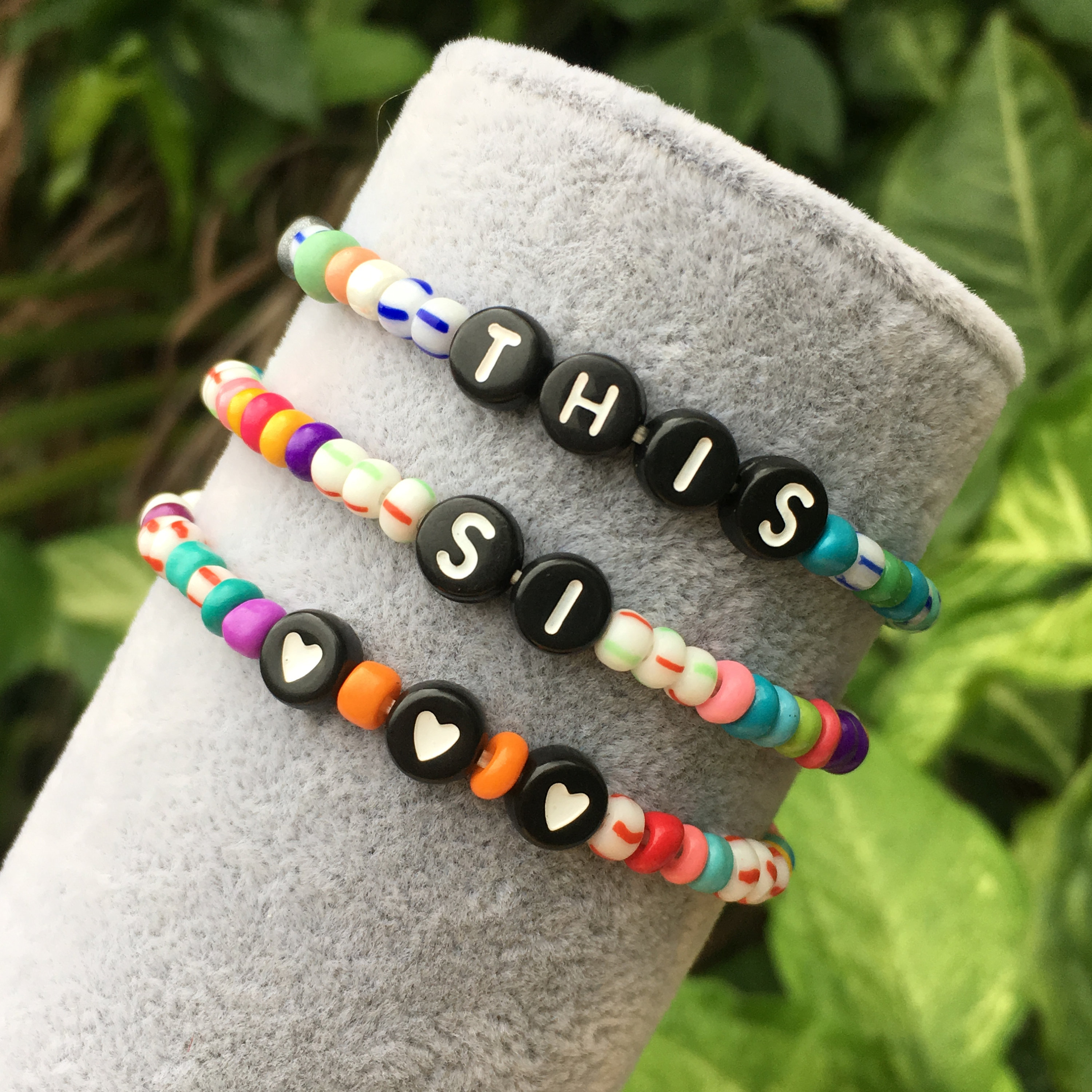 Plastic Letter beads Love bracelet Adjustable Etsy