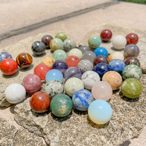 20mm Undrilled 43 Kind Small Natural Gemstones Sphere Ball,Mini Crystal Ball,Healing Reiki Sphere Stone,Meditation Stone Ball,Pocket Stone