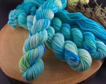 TIDAL TEMPEST - 20g Dk Mini Skeins, Hand Dyed Yarn, Blue Yarn, Crochet and Knitting, OOAK