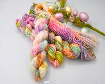 SPRING FLING - 20g Skeins - Dk and Sock Velvet , Hand Dyed Yarn, Full of Spring Colours, Ooak