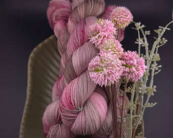 ROBERTA - 50g Sock Yarn, Hand Dyed Yarn, Browns and Pink, 75/25 msw/nylon, Crochet and Knitting Yarn, OOAK