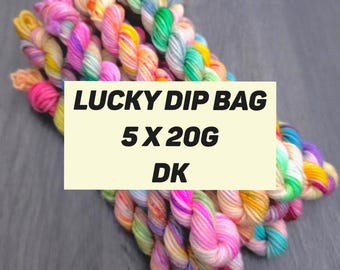 Hand Dyed Yarn Lucky Dip Bag, DK Mini Skeins, Perfect, for Scrappy Blankets, Arigarumi, Granny Squares