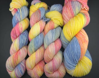 A Smile A Day - 50g Skeins Assorted, 100g DK - Yellows, Peach, Blue, Pink +, Hand Dyed Yarn, Crochet and Knitting, OOAK