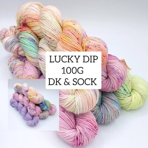 Lucky Dip Skein - New, 100g  DK or Sock Yarn, Mystery Yarn, 75/25 Merino/Nylon, Great for Socks, Blankets and more!