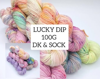 Lucky Dip Skein - New, 100g  DK or Sock Yarn, Mystery Yarn, 75/25 Merino/Nylon, Great for Socks, Blankets and more!