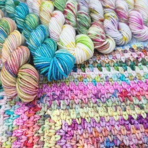 BUILD a Blanket- Monthly Yarn Club (April 2024)  Now Open)  Lucky Dip Skeins, 2 x 20g Skeins, DK/SOCK, Mystery Yarn, Runs 1st every month