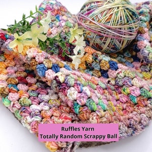 Ruffles Scrapcake ( was Scrappy Ball)- 150g DK or 100G SOCK, Totally Random, Mystery Yarn, Scrappy Ball,  Perfect Scrappy Blankets