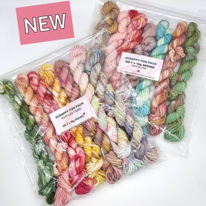 Scrappy Fun Pack  - 7 x 10g DK Skeins, Scrappy Blanket Yarn, MSW/NYLON  75/25, Micro Skeins, Yarn Bundle, 10g Skeins, Scrappy Blanket Yarn