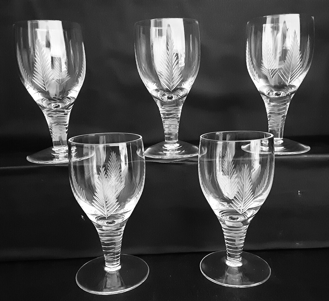 STUART Crystal WOODCHESTER cut Sherry glass glasses Set Etsy