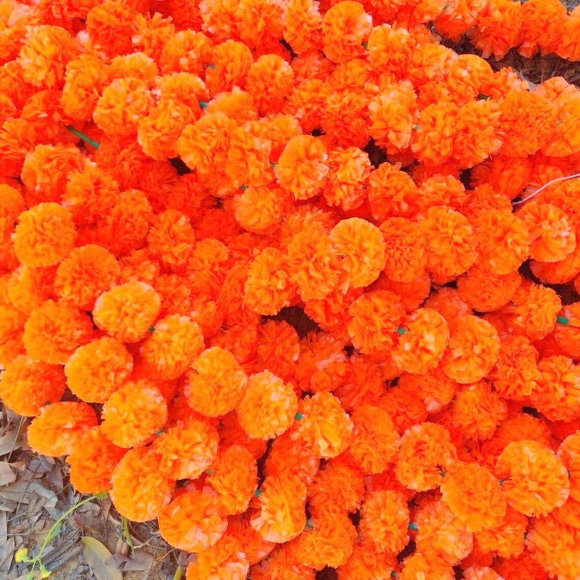 Fresh Like Artificial Orange Marigold Flower String Party Etsy