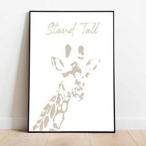 Safari Animal Giraffe Stand Tall Wall Art Nursery Printable image 1