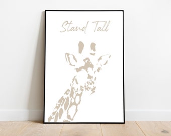 Safari Tier Giraffe Stand Hoch Wand Kunst Kinderzimmer Printable