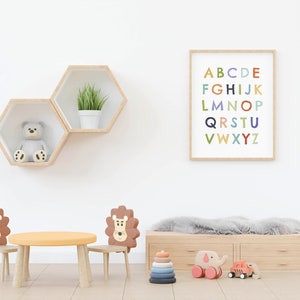 DIGITAL FILE, Alphabet, Playroom Decor, Kids Room Decor, Playroom Prints, Educational Posters, Homeschool Decor, Kids Prints, Summer colors