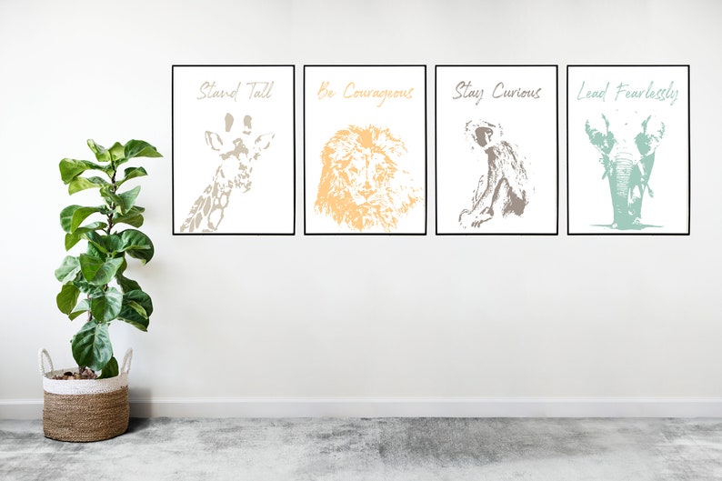 Safari Animal Giraffe Stand Tall Wall Art Nursery Printable image 3