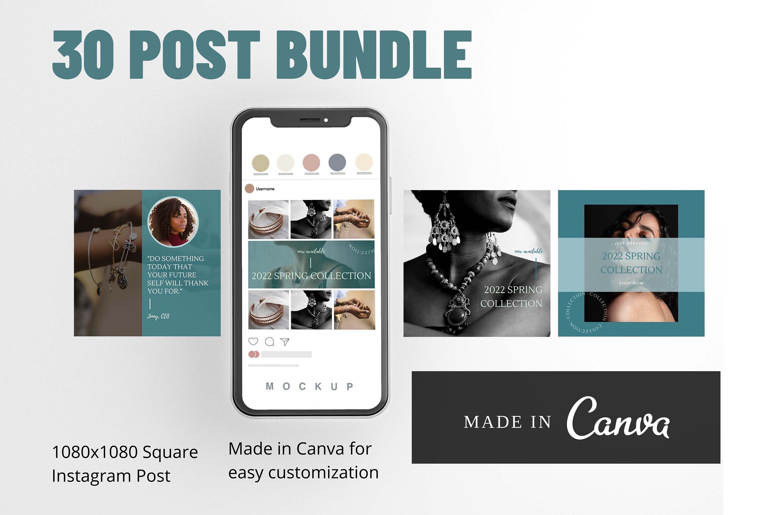Elegant Instagram Bundle of 30 Post Templates Created in Canva - Etsy