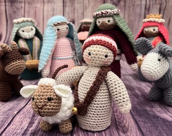 CHRISTMAS NATIVITY SET, Amigurumi, Gift, Crochet, Yarn, Handmade, Home Decor, Play Set, cotton, unique