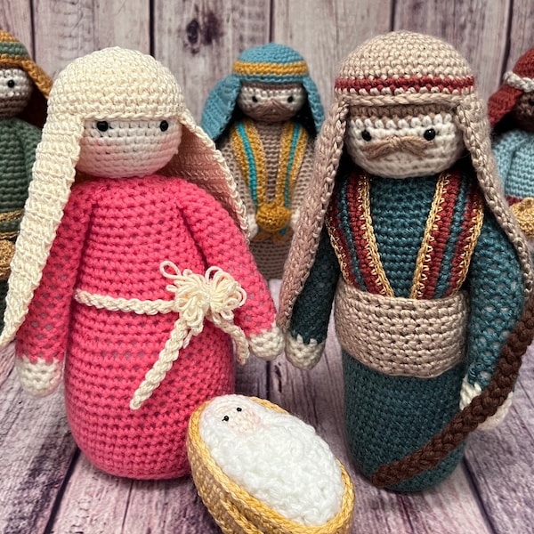 CHRISTMAS NATIVITY SET, Amigurumi, Gift, Crochet, Yarn, Handmade, Home Decor, Play Set, cotton, unique