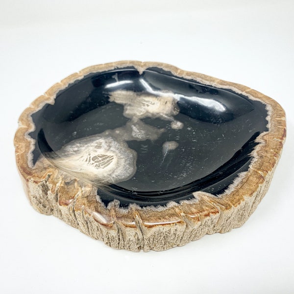 Petrified wood tray for keys and small items