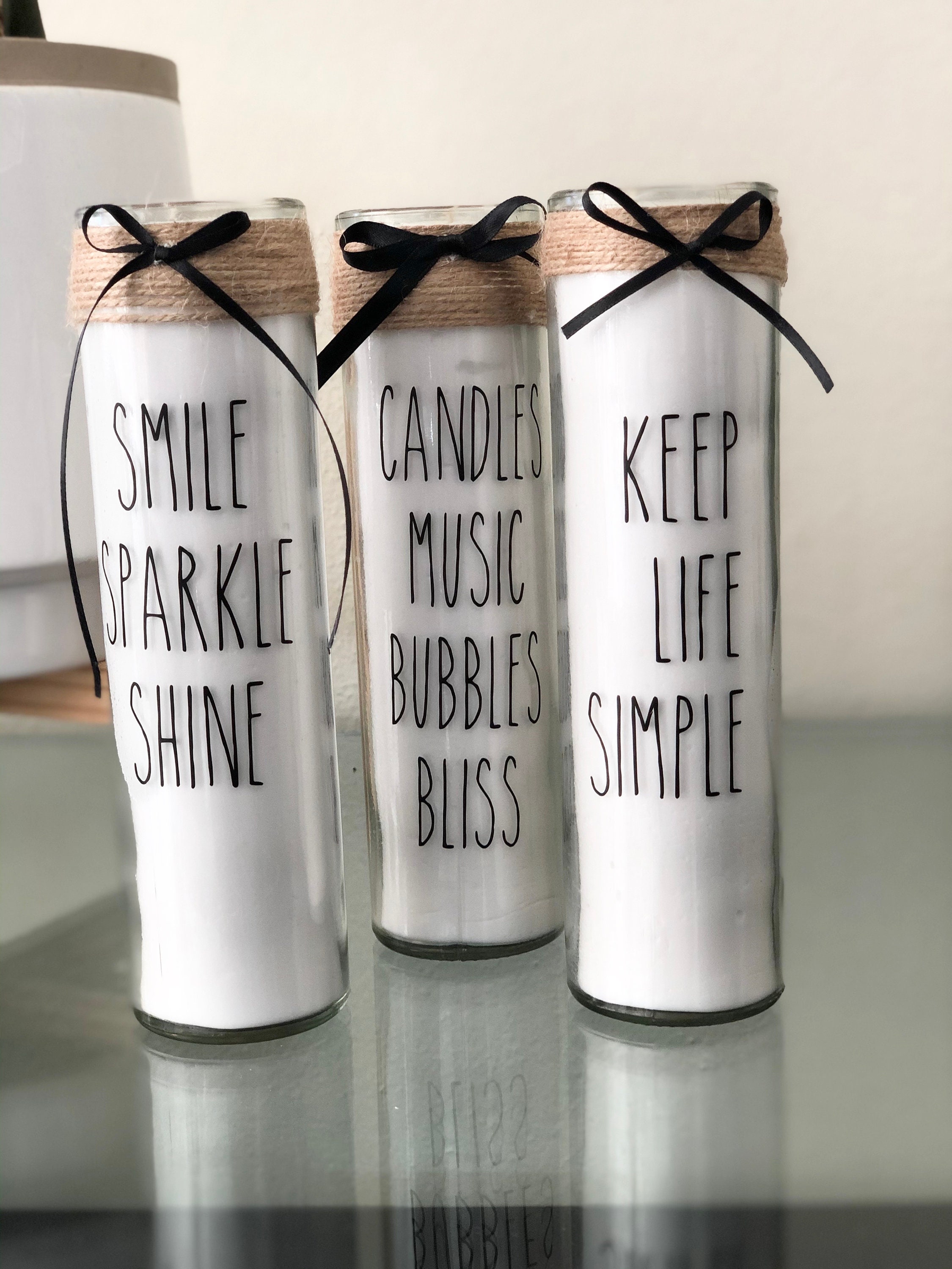 Personalized / Custom Tall Glass Candles set of 3 Etsy