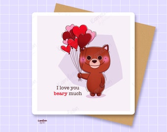 Love card, cute funny pun card, valentines day, birthday card, marriage card, kawaii gift card