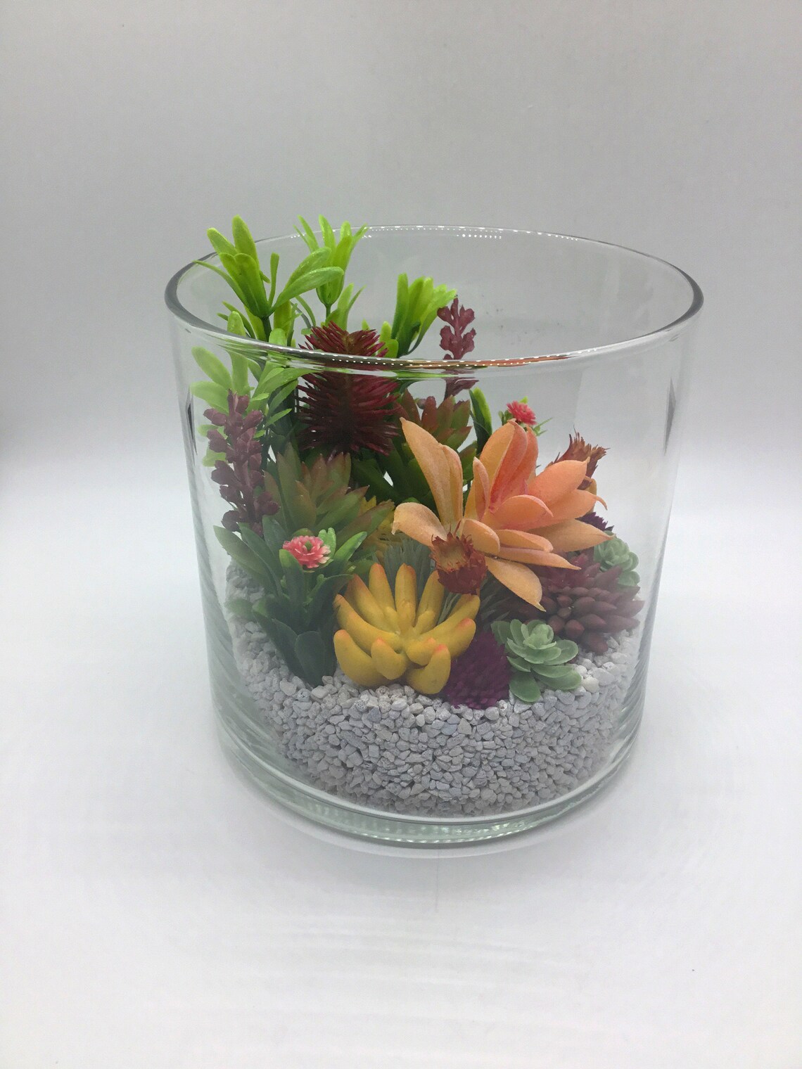 Artificial Succulent Terrarium Kit 5x5 Round Glass Etsy