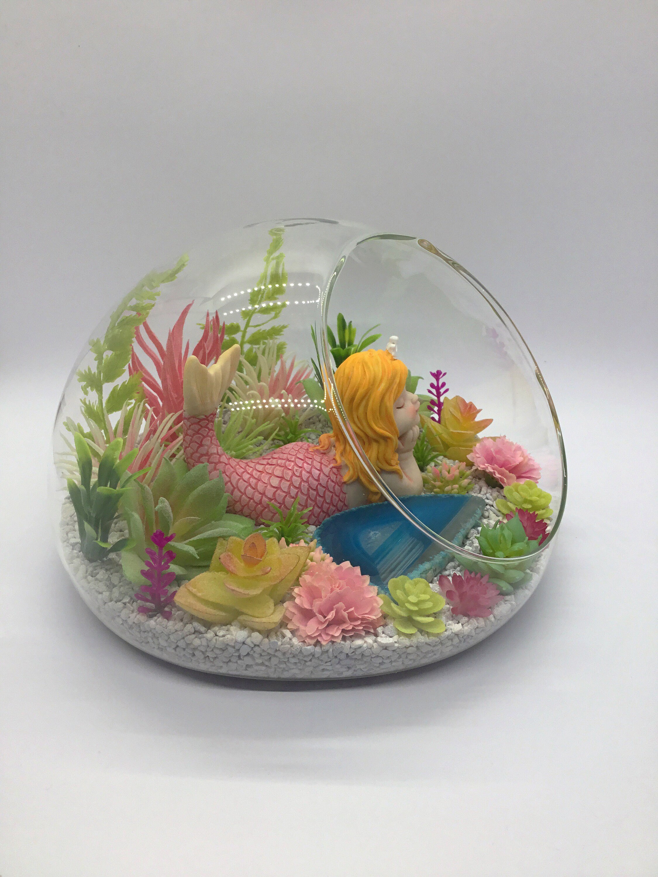 Mermaid Terrarium Kit Artificial Succulent Terrarium 7 Etsy UK