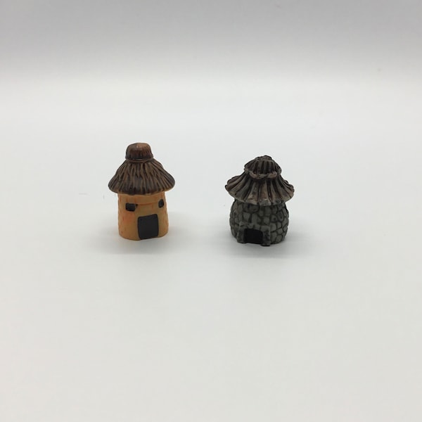 Miniature Tiki Hut - Set of 2 - Fairy Garden - Miniatures - Zen Garden - Dollhouse