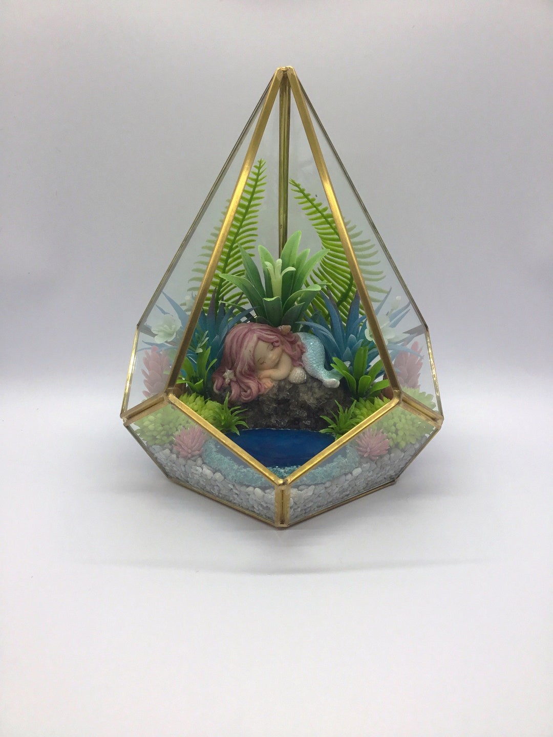 Mermaid Terrarium Kit Artificial Succulent Terrarium 7 Etsy