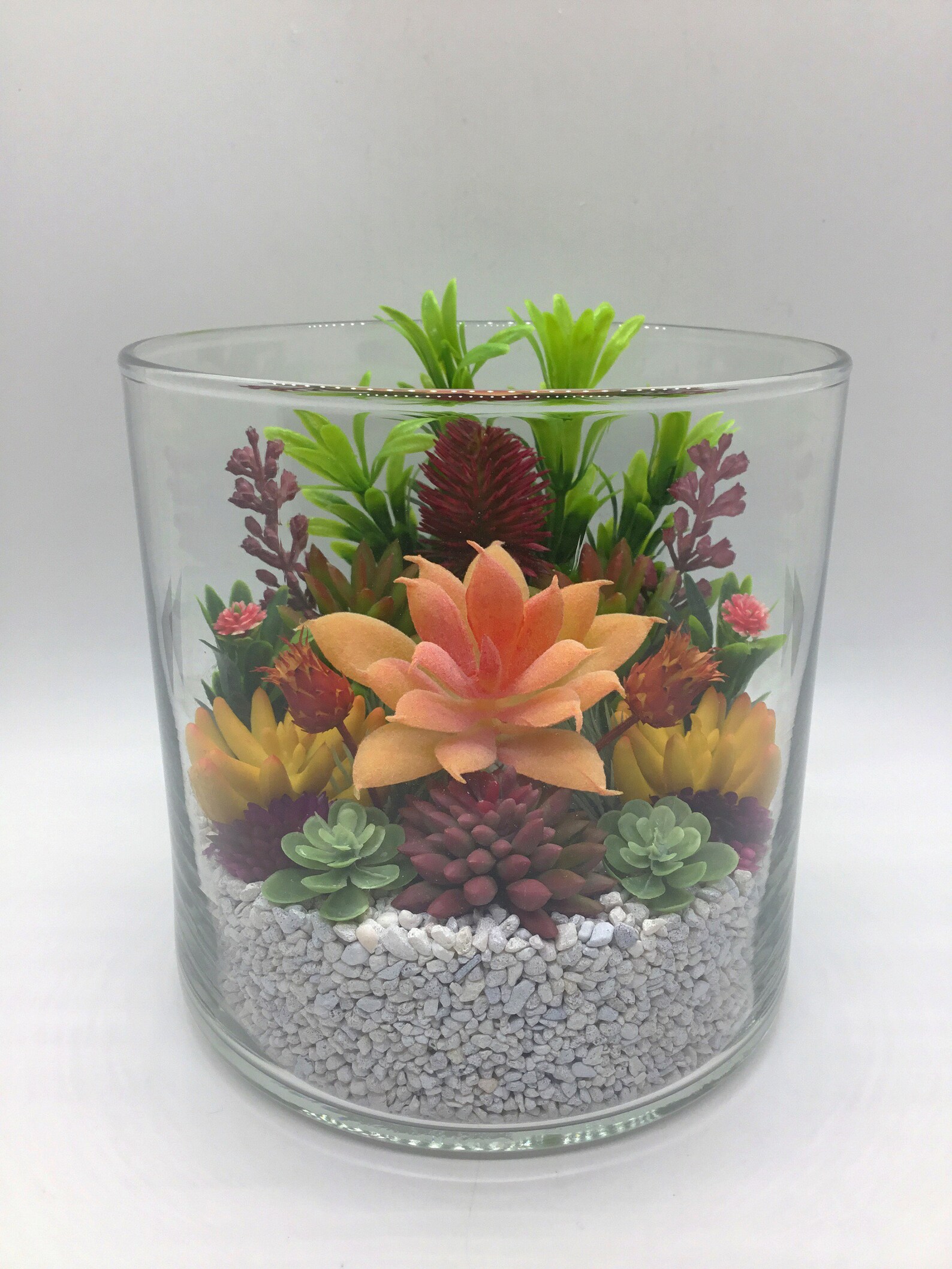 Artificial Succulent Terrarium Kit 5x5 Round Glass Etsy