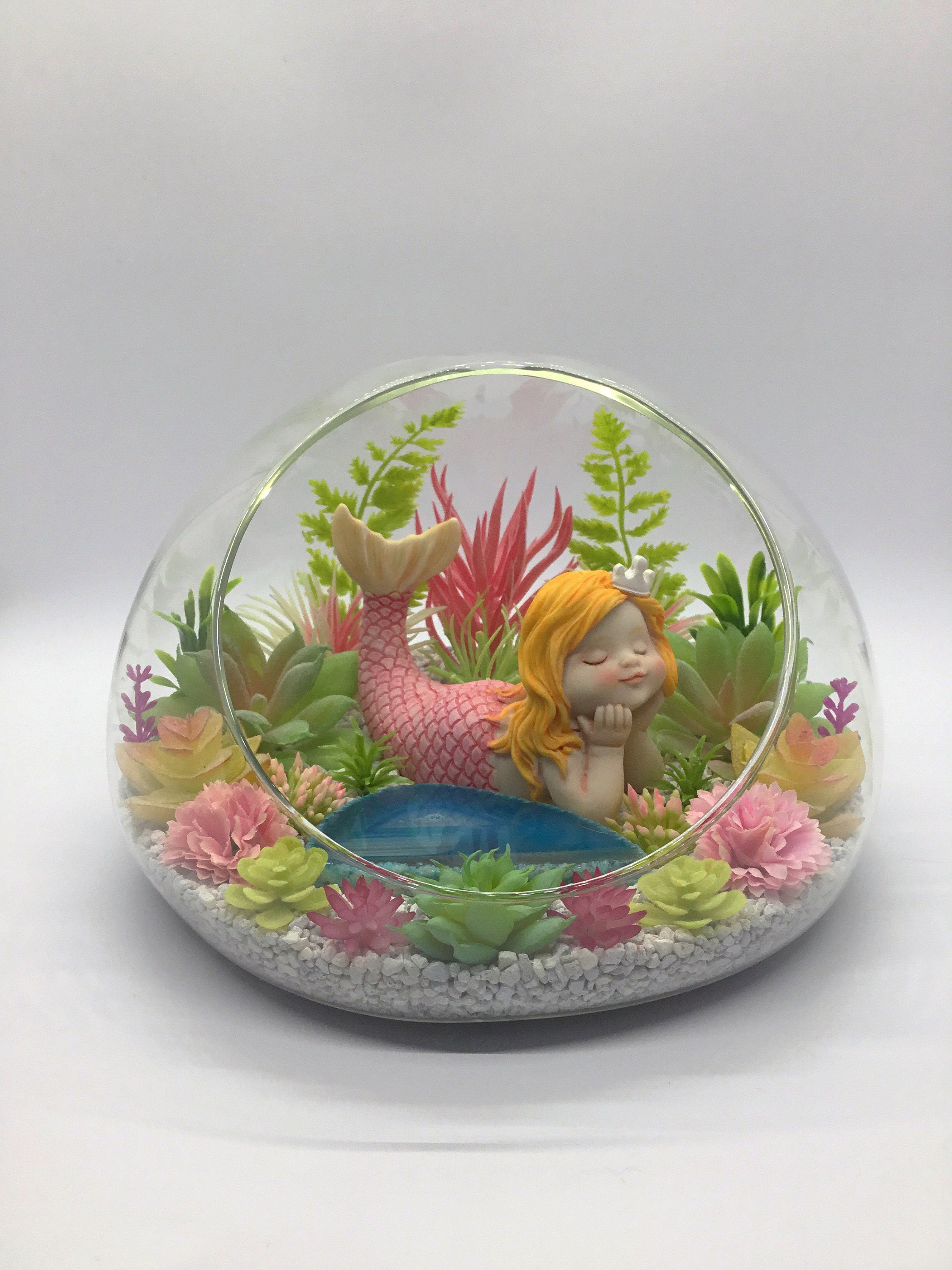 Mermaid Terrarium Kit Artificial Succulent Terrarium 7 Etsy UK