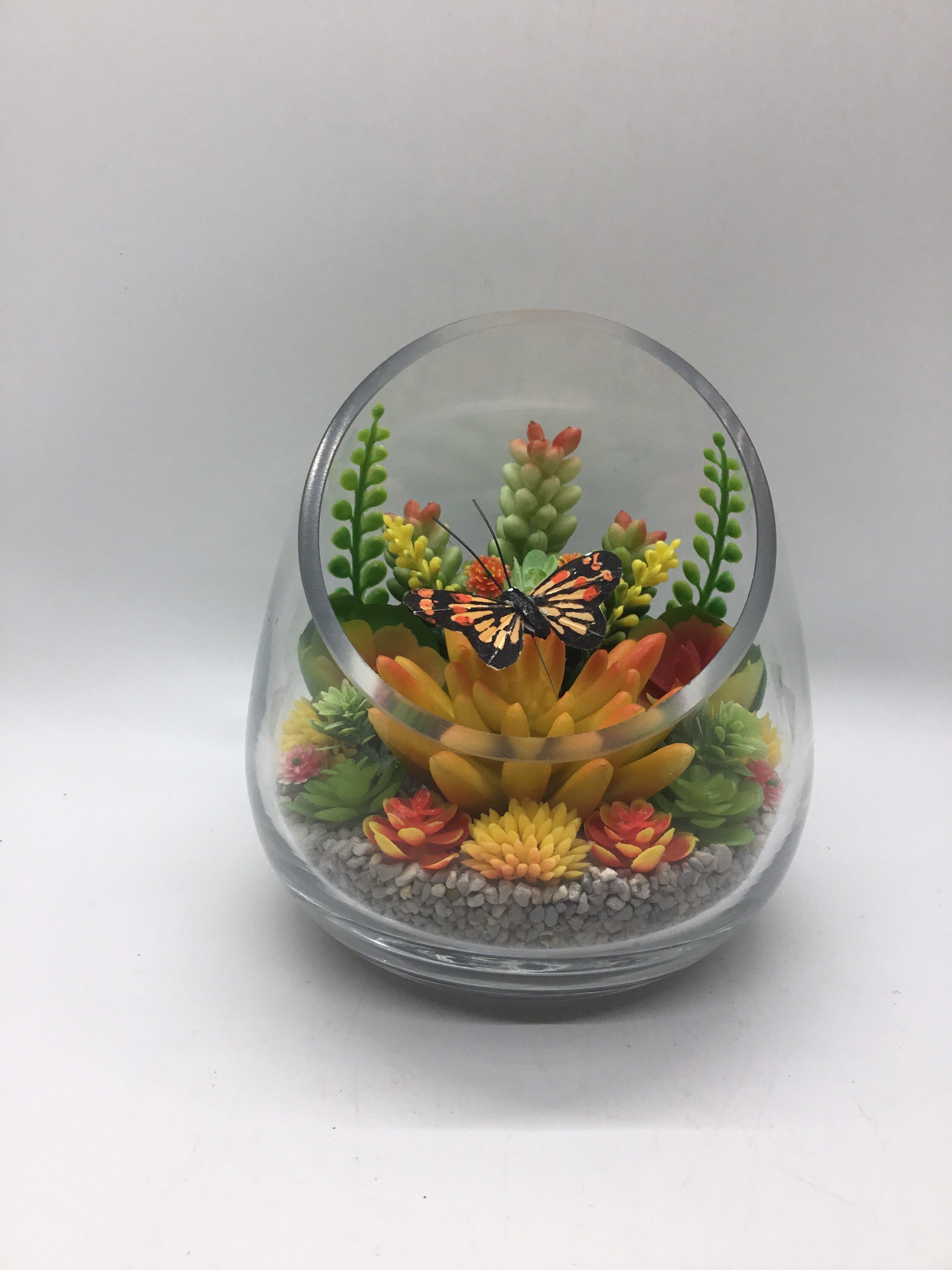 Artificial Succulent Butterfly Terrarium Kit Small 5 Slant Etsy