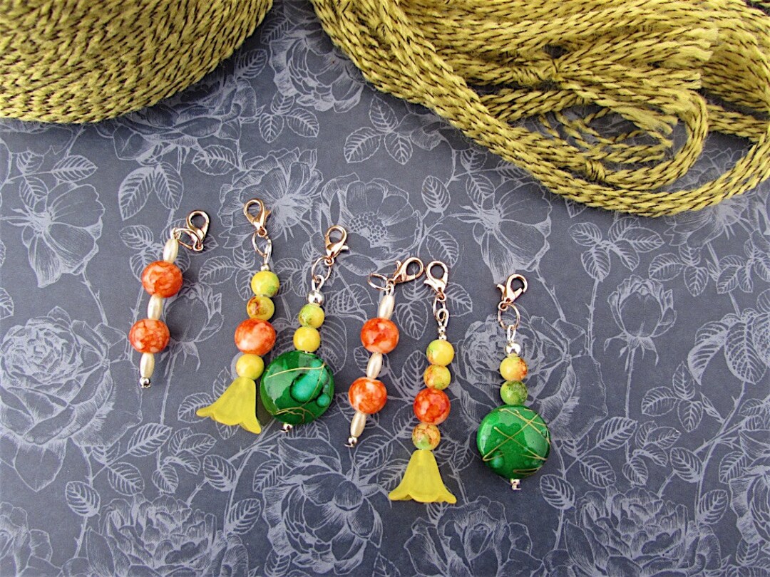 Stitch Markers Set of 6 Crochet Knitting Markers Yellow Green Etsy