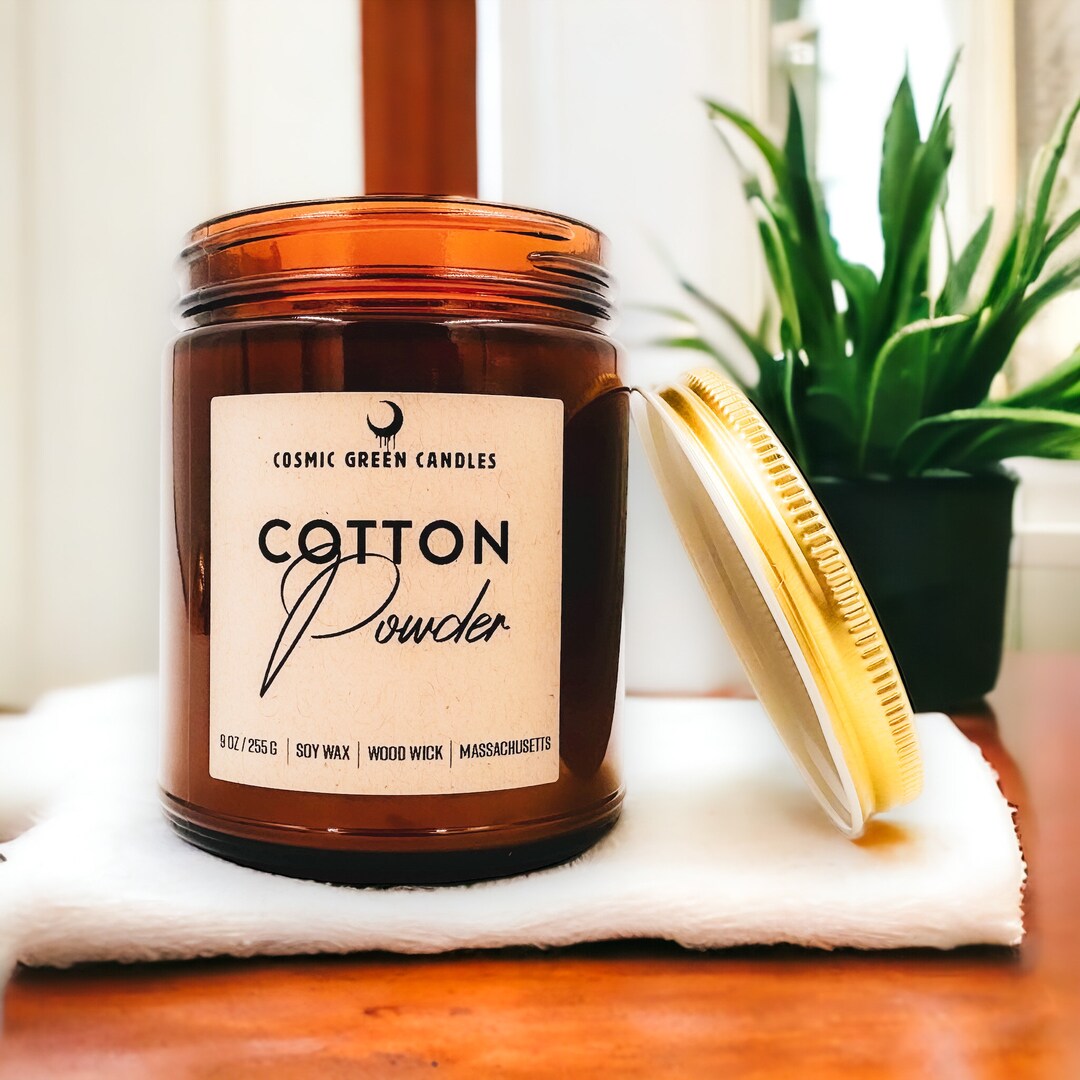 Cotton Powder Soy Wax Wood Wick Candle Etsy