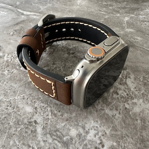 Personalised Custom Engraved Quality Thick Brown Bull Leather Watch Strap Band For NEW Apple Watch Ultra 1 2 49mm
