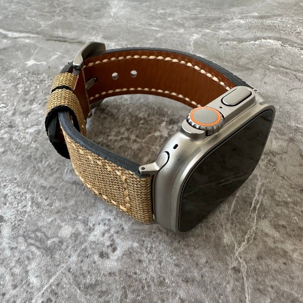 Bracelet de montre en toile marron épaisse de qualité supérieure pour la nouvelle Apple Watch Ultra 1 2 49mm