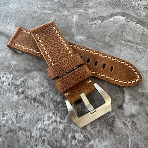 Personalised Custom Engraved Premium Quality Brown Full Grain Leather Watch Strap Band For Panerai PAM submersible Watches