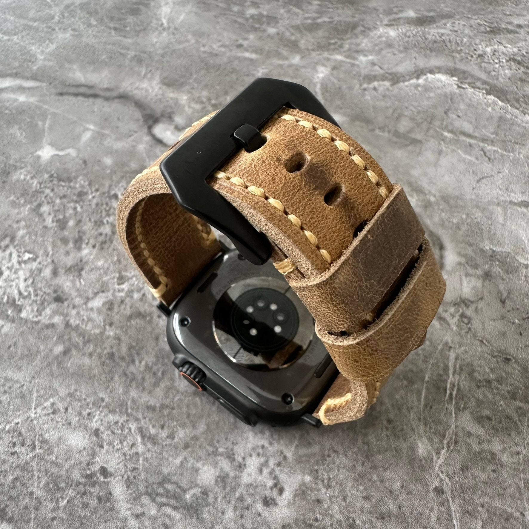Rustic Apple Watch Engraved Rustic Leather Apple Watch Ultra Band - Cracked Brown 49mm - Etsy