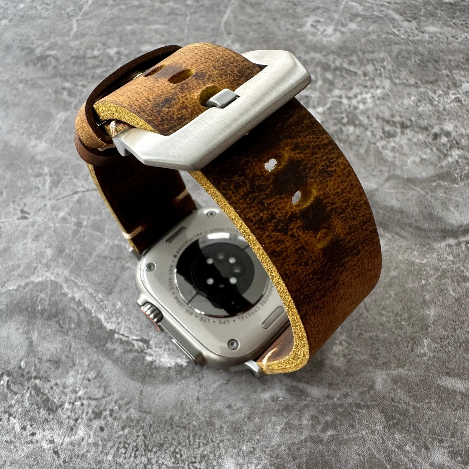 Rustic Apple Watch Engraved Buffalo Leather Apple Watch Ultra Band: Rustic Brown 49mm - Etsy