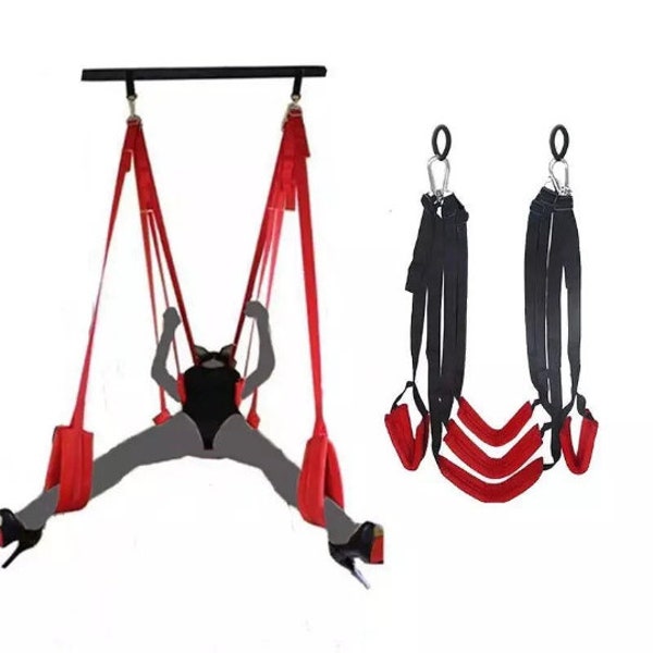 BLACK Soft Material Sex Swing. Bondage Love Adult Hanging Door Swing. Sex Erotic Toys 5 pads BDSM role play Christmas. Fetish furniture