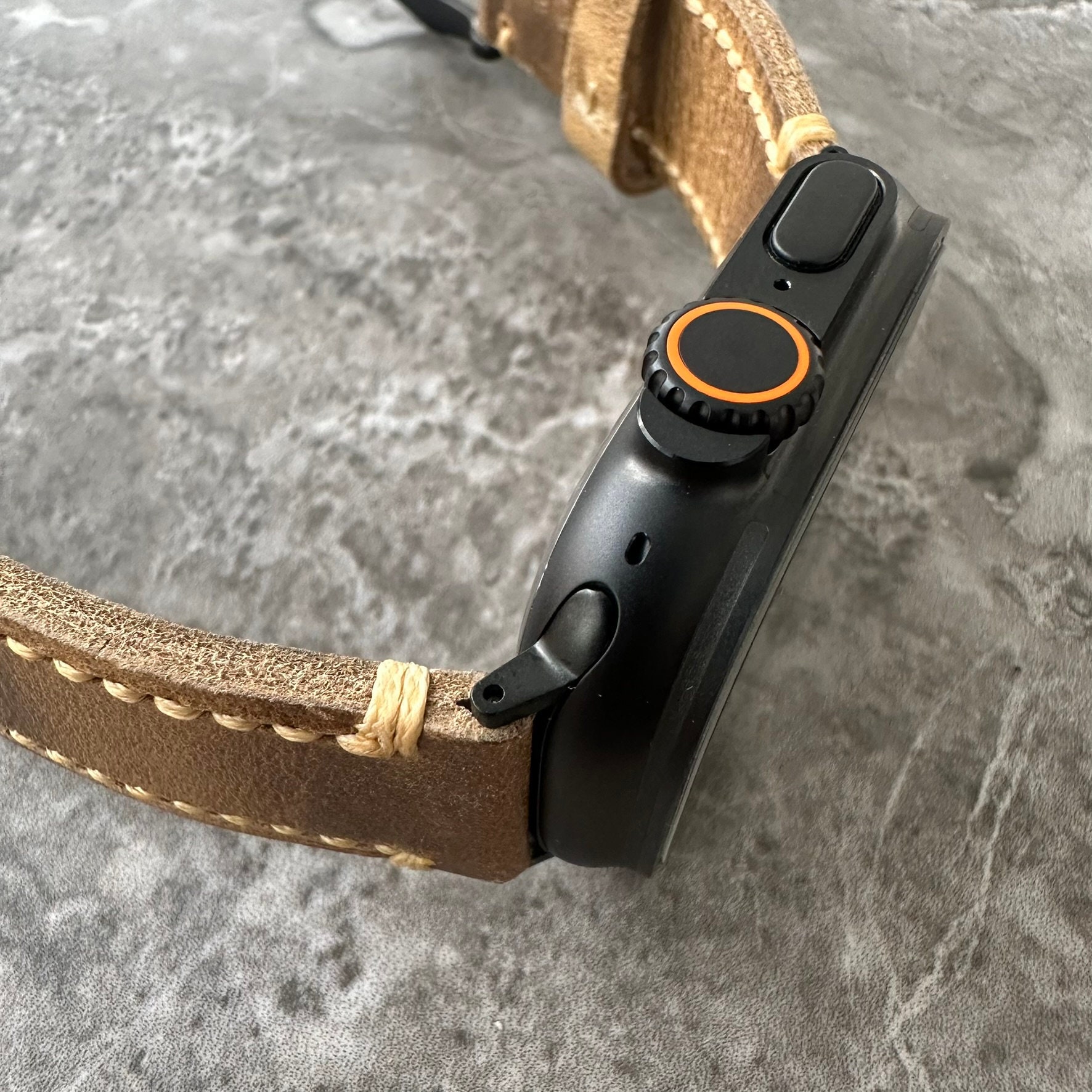 Rustic Apple Watch Engraved Rustic Leather Apple Watch Ultra Band - Cracked Brown 49mm - Etsy