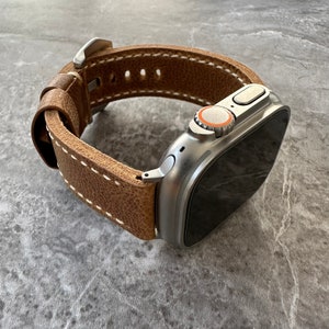 Personalisierte benutzerdefinierte gravierte Premium Quailty Brown Distressed Vollnarbenleder Uhrenarmband für NEUE Apple Uhr ultra 1 2 49 mm