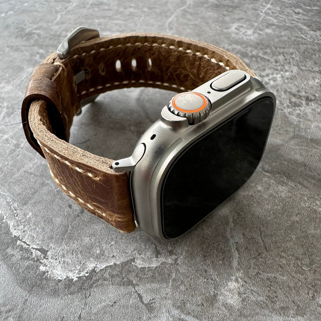Rustic Apple Watch Engraved Rustic Brown Leather Apple Watch Ultra Band 49mm - Etsy