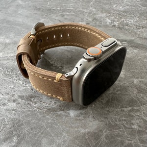 Personalisierte benutzerdefinierte gravierte Premium-Qualität Dickes Vintage Braun Leder Uhrenarmband für NEUE Apple Watch Ultra 1 2 49 mm