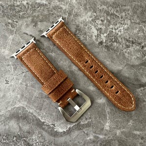 Personalised Custom Engraved Premium Quailty Cracked Brown Distressed leather watch strap band for NEW Apple watch ultra 1 2 49mm