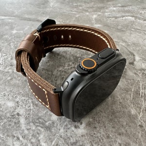 Uhrenarmband aus dunkelbraunem Leder für Apple Watch Ultra 49 mm