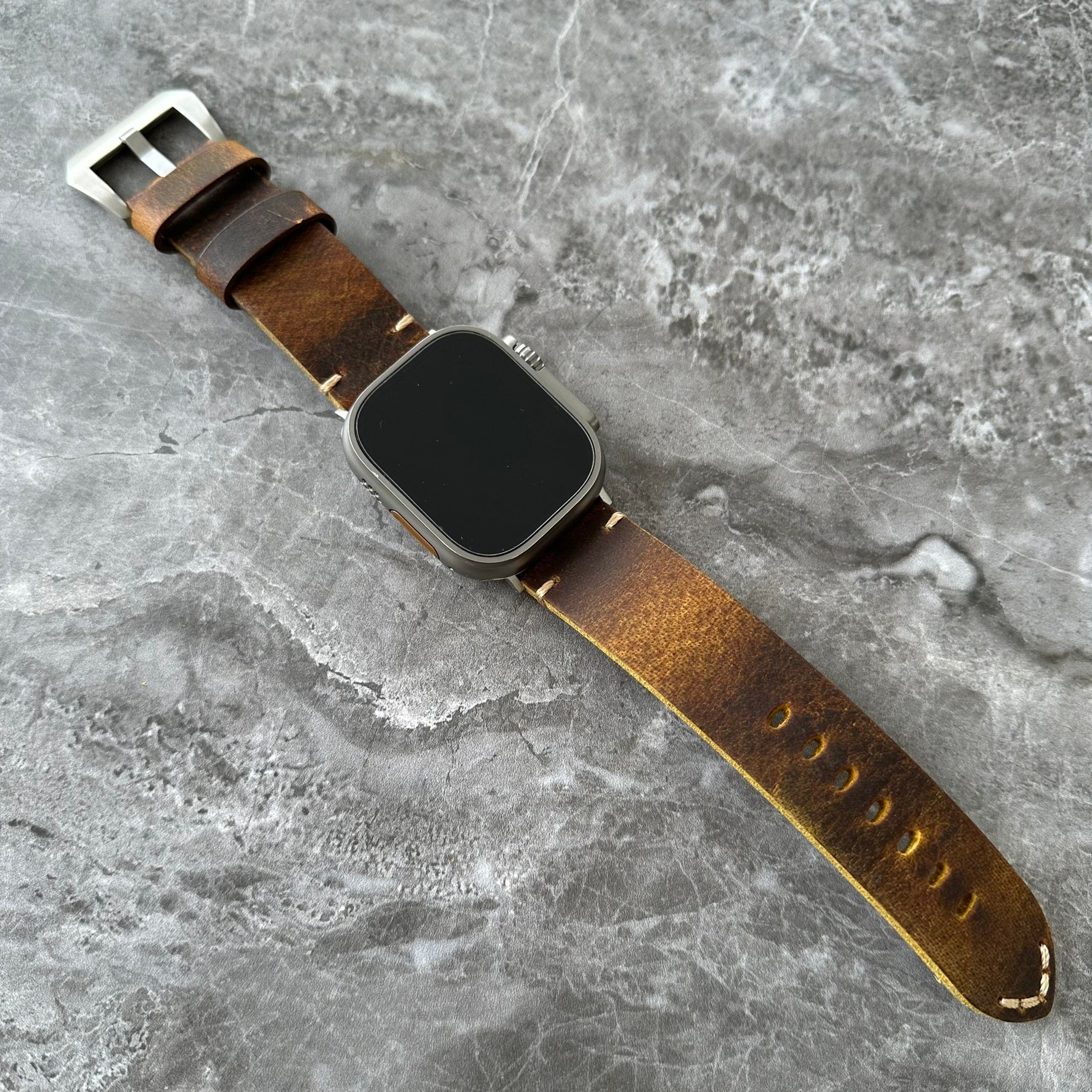 Rustic Apple Watch Engraved Buffalo Leather Apple Watch Ultra Band: Rustic Brown 49mm - Etsy